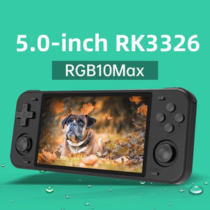 【Amazon代金引換配送】RGB10MAX RK3326ハンドヘルドゲーム機wifi/Bluetoothモード 3Dジョイスティック 5インチIPSスクリーン 4200ｍAｈ 64GB black